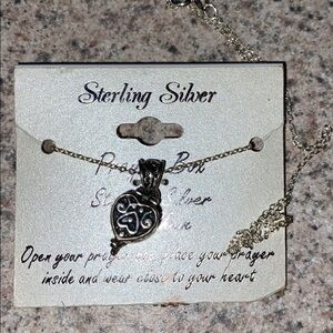 Sterling‎ silver HEART Prayer Box w/18” chain Holy first communion